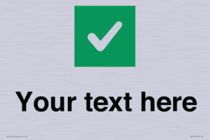 Custom plain background, green square with tick sign